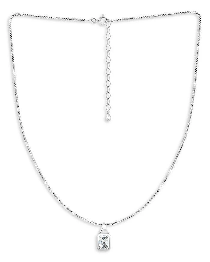 AQUA Emerald Cut Cubic Zirconia Pendant Necklace in Sterling Silver, 16-18" - Exclusive 4