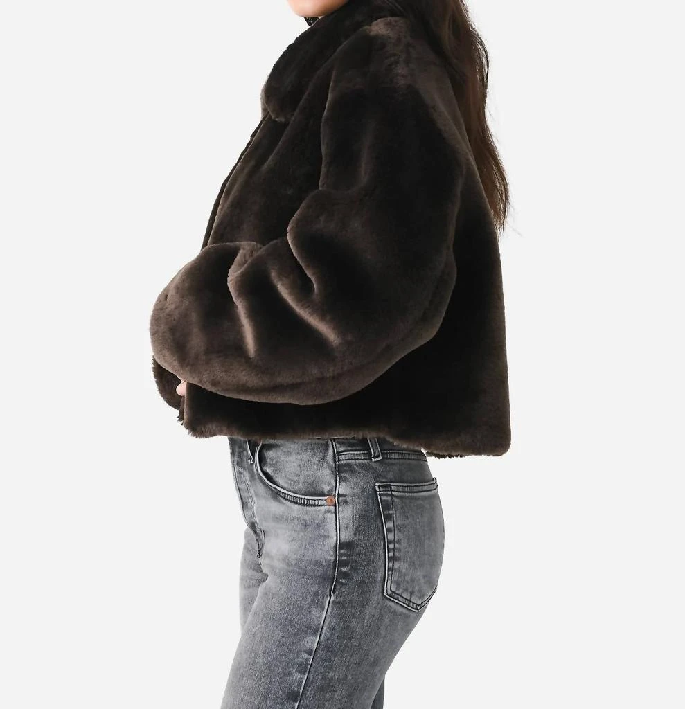 FRAME Faux Fur Zip Up Jacket In Espresso 2