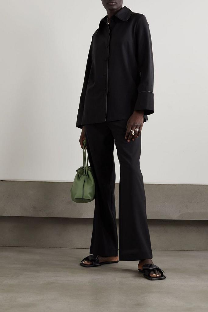 Sleeper Off The Duty piped crepe pajama shirt