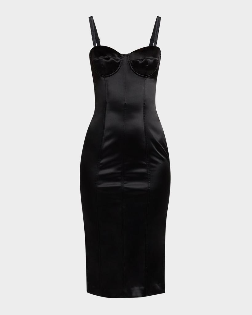 Dolce & Gabbana Corset Satin Stretch Longuette Midi Dress