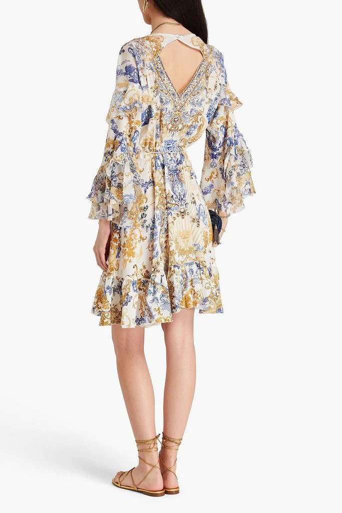 CAMILLA Crystal-embellished printed silk crepe de chine mini wrap dress 3