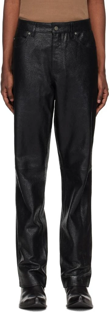 GUESS USA Black Crackle Leather Pants 1