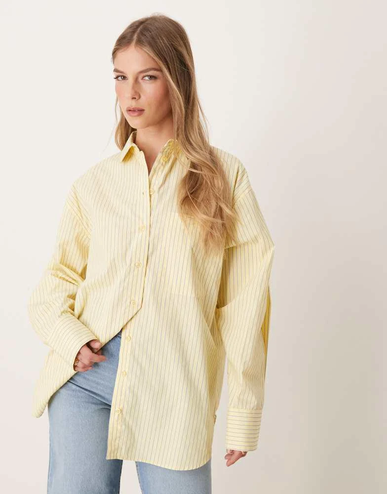 ASOS ASOS DESIGN oversized shirt in yellow stripe 1