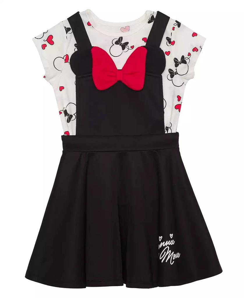 Disney Little Girls Minnie Hearts Short Sleeve T-shirt and Dress, 2 Pc. Set