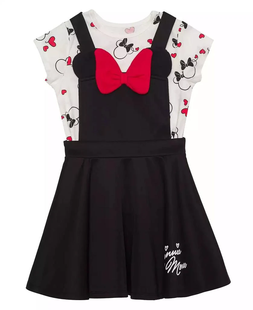 Disney Little Girls Minnie Hearts Short Sleeve T-shirt and Dress, 2 Pc. Set 1