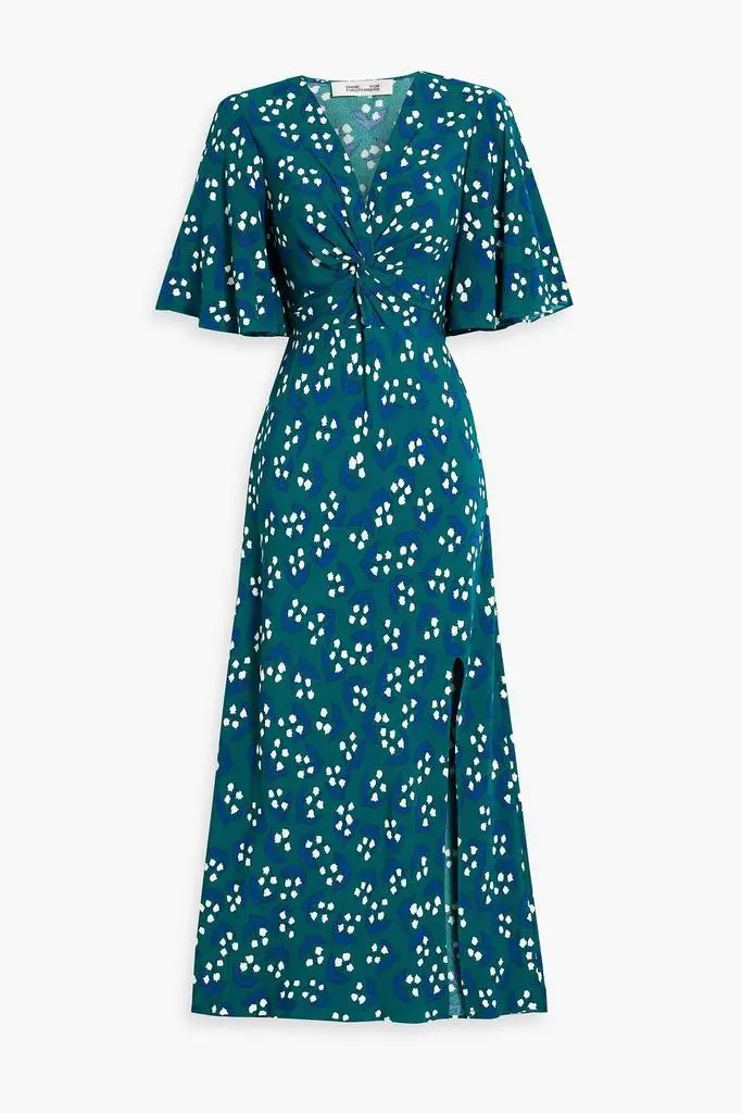 Diane von Furstenberg Bessie twisted printed crepe midi dress