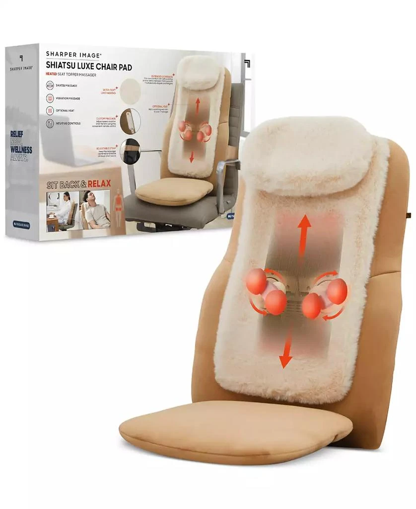 Sharper Image Shiatsu Luxe Chair Pad, Heated Seat Topper Massager 2