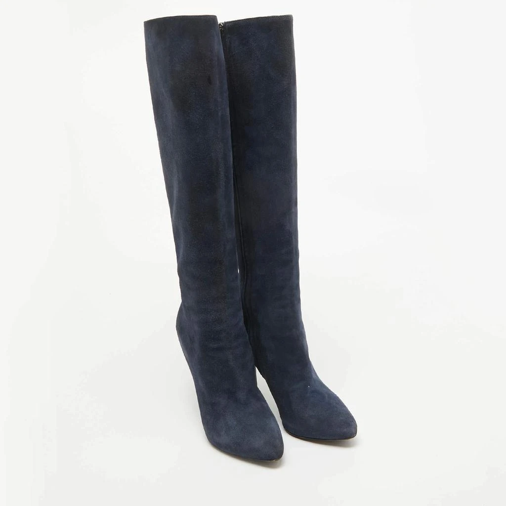 Dior Dior Blue Suede Knee Length Boots Size 37 4