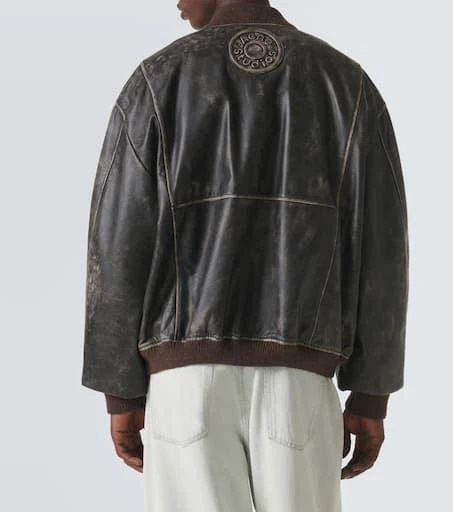 Acne Studios Distressed leather bomber jacket 4