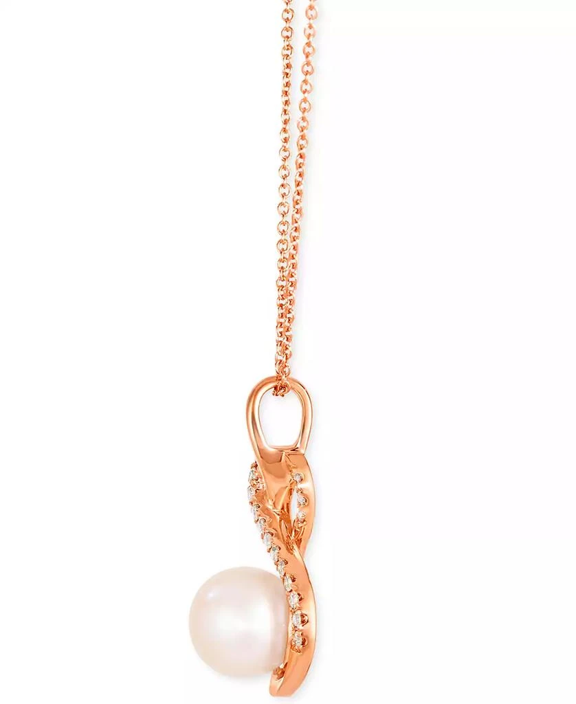 Le Vian Pink Freshwater Pearl (8mm) & Nude Diamond (1/10 ct. t.w.) Swirl Adjustable 20" Pendant Necklace in 14k Rose Gold 2