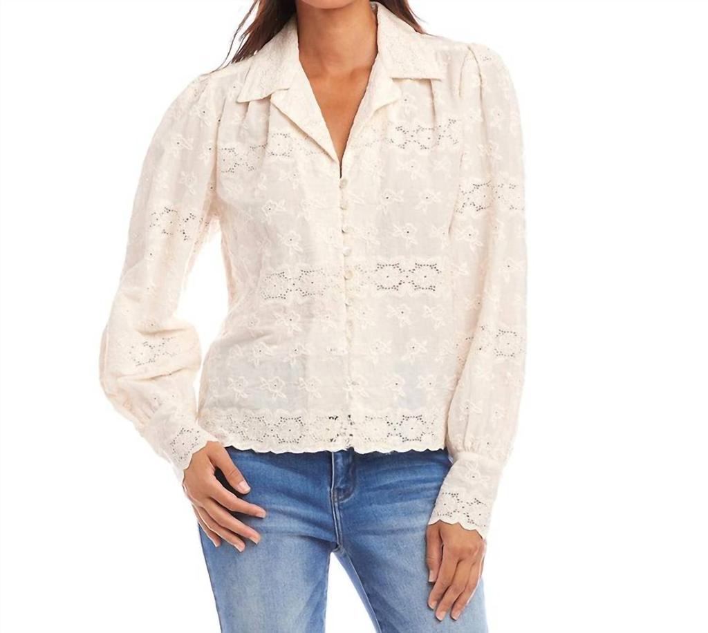 Karen Kane Karen Kane - Long Sleeve Embroidered Blouse