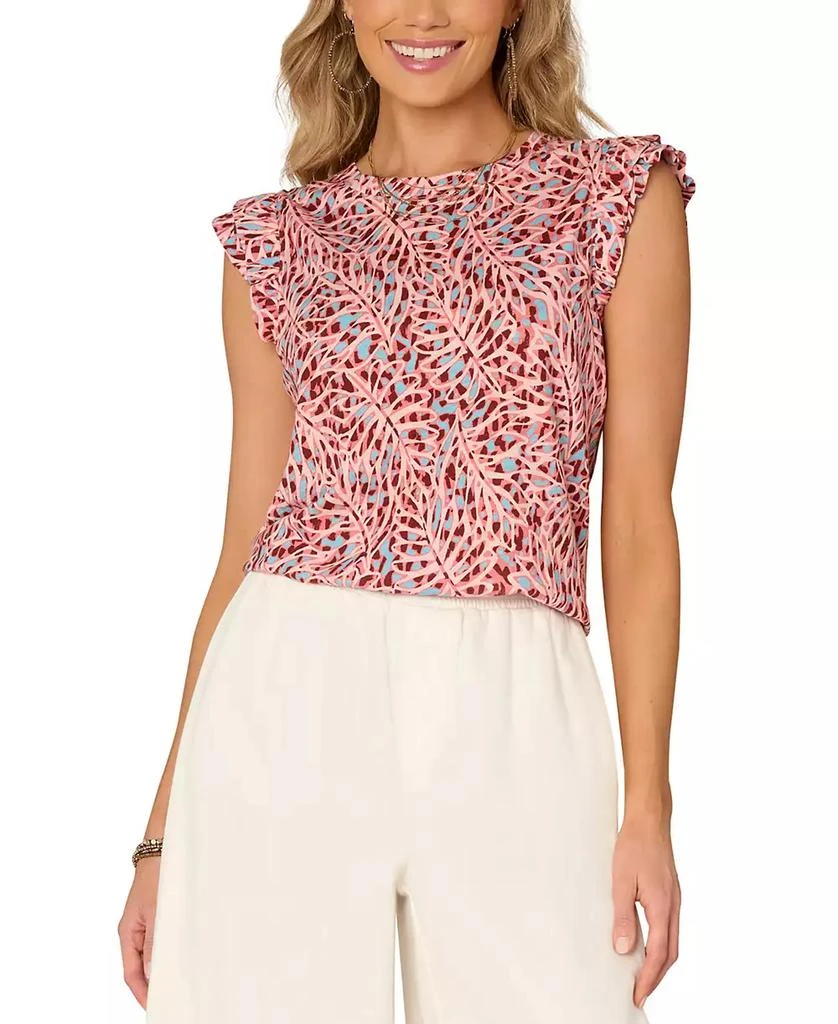 Democracy Women's Flutter-Sleeve Printed Knit Top 1