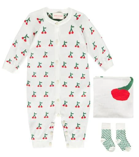 BOBO CHOSES Baby Cherry onesie, socks, and blanket set 1