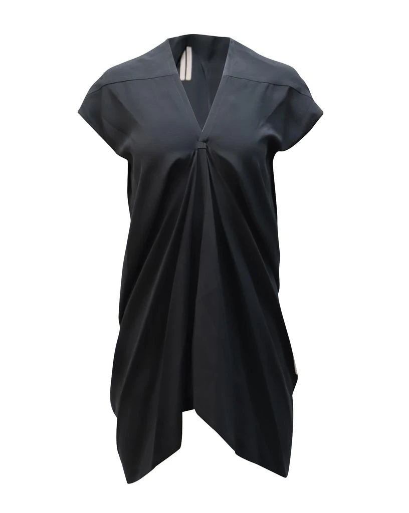 Rick Owens Draped Asymmetrical Midi Dress in Black Cupro 1