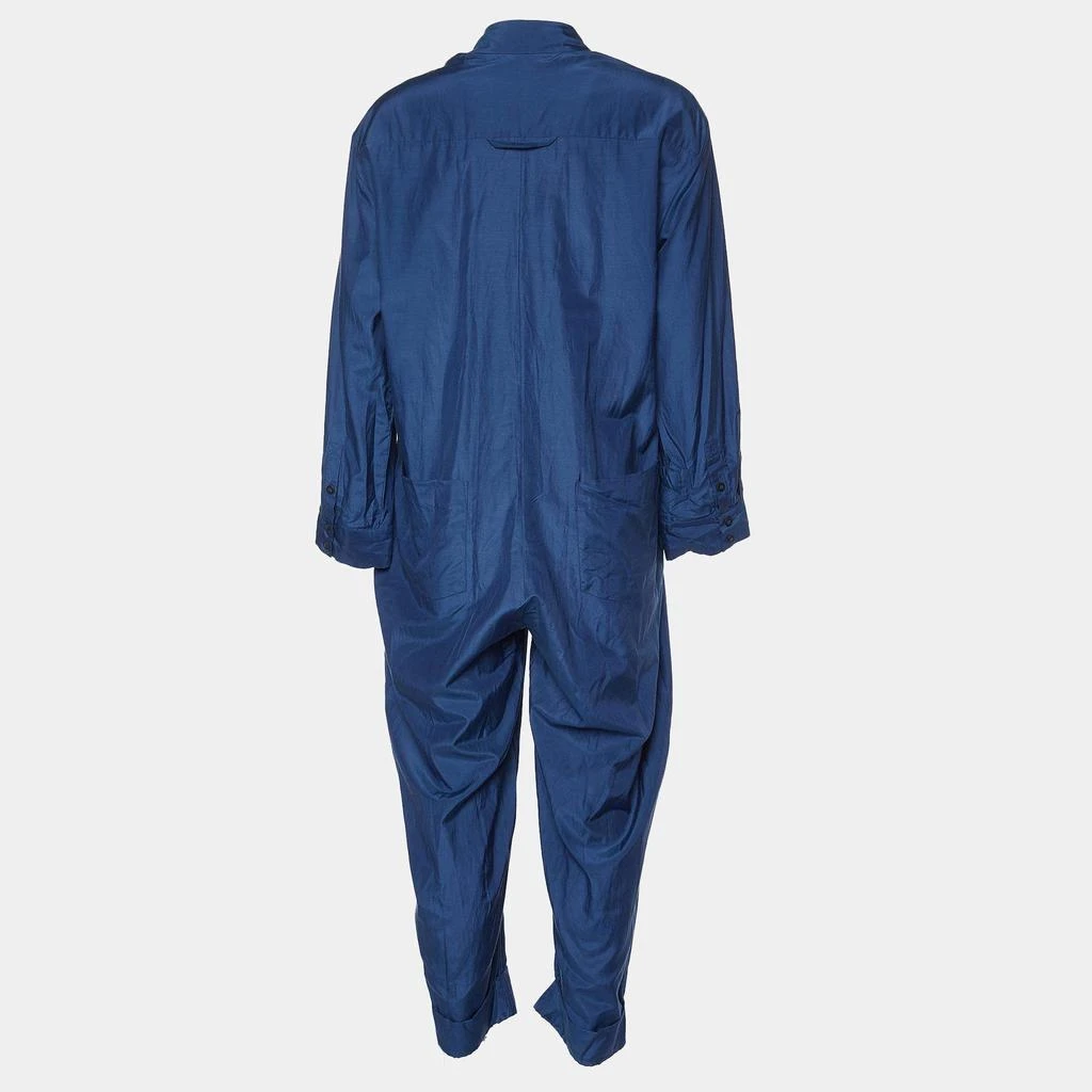 Victoria Beckham Victoria Victoria Beckham Navy Blue Silk & Cotton V-Neck Jumpsuit M 2