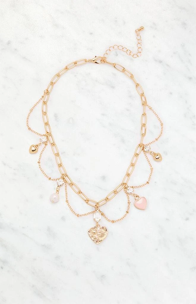 LA Hearts Karina Gold Charm Necklace 1