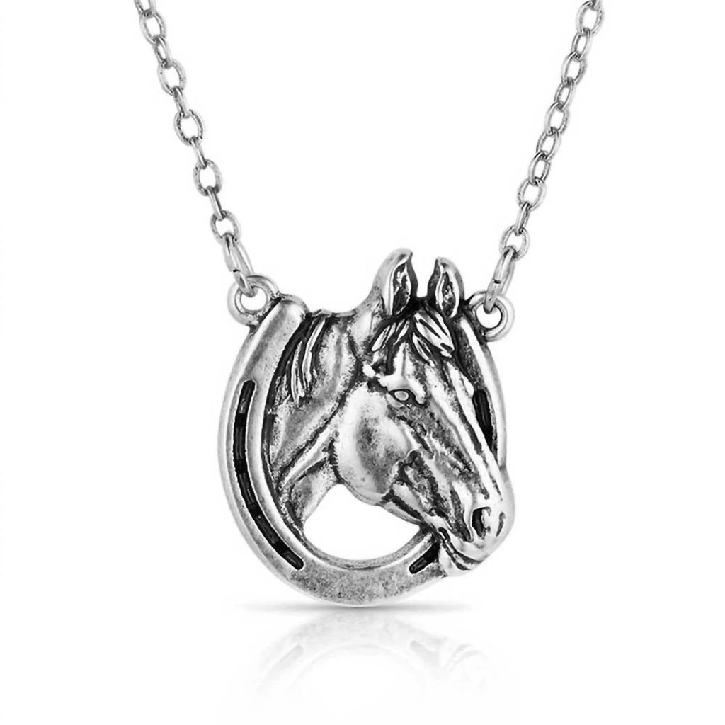 Montana Silversmiths Women
s Lucky Horse Head Pendant Necklace In Silver