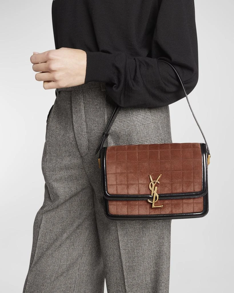 Yves Saint Laurent Solferino Medium YSL Crossbody Bag in Quilted Suede And Spazzolato Leather 2