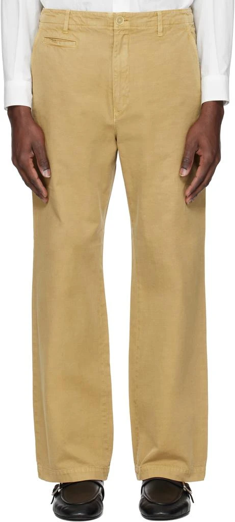AURALEE Beige Finx Gabardine Trousers 1