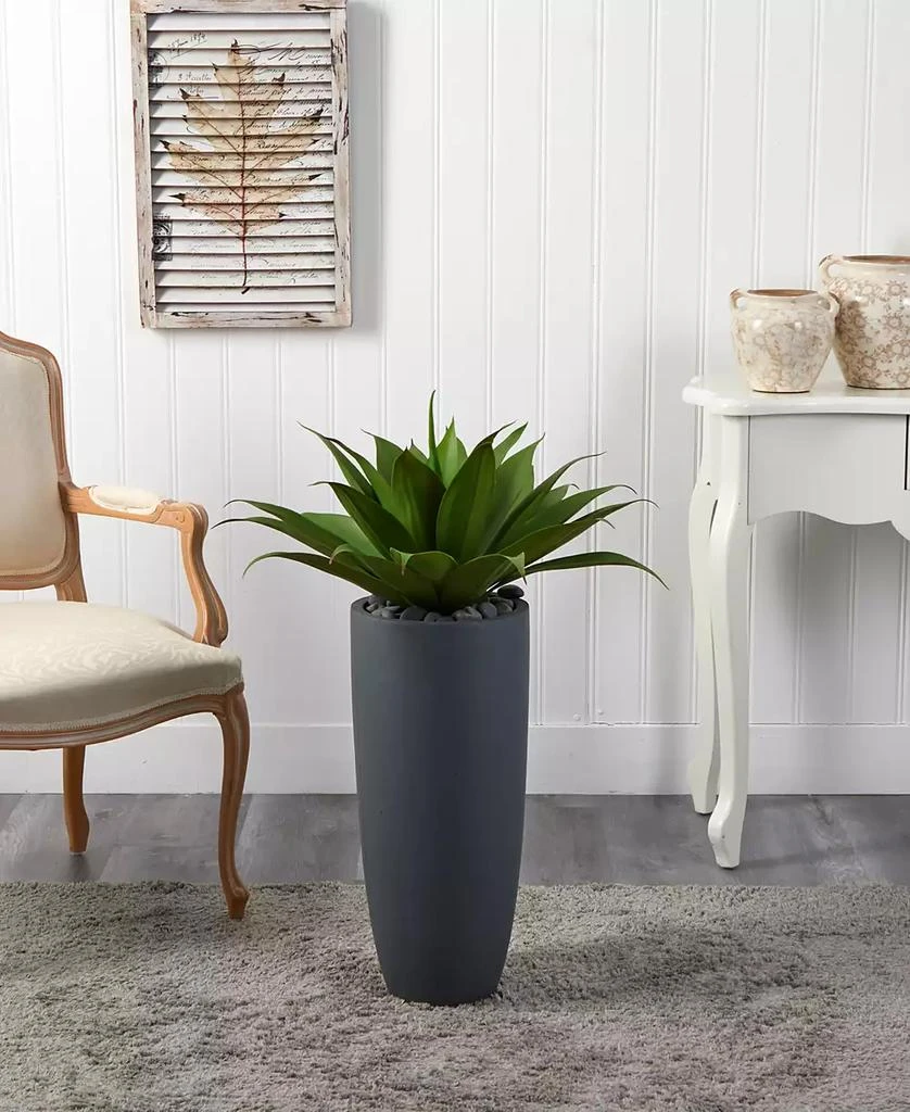 NEARLY NATURAL 38" Agave Artificial Plant in Gray Cylinder Planter 2