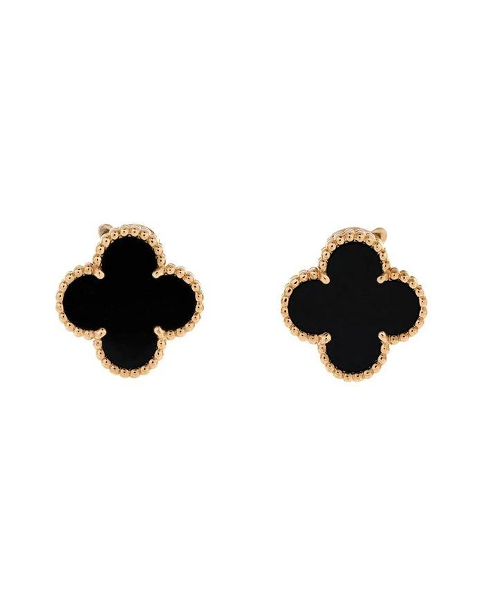 Pre-Owned Van Cleef 
Arpels Vintage Alhambra Earrings 18K Gold and Onyx