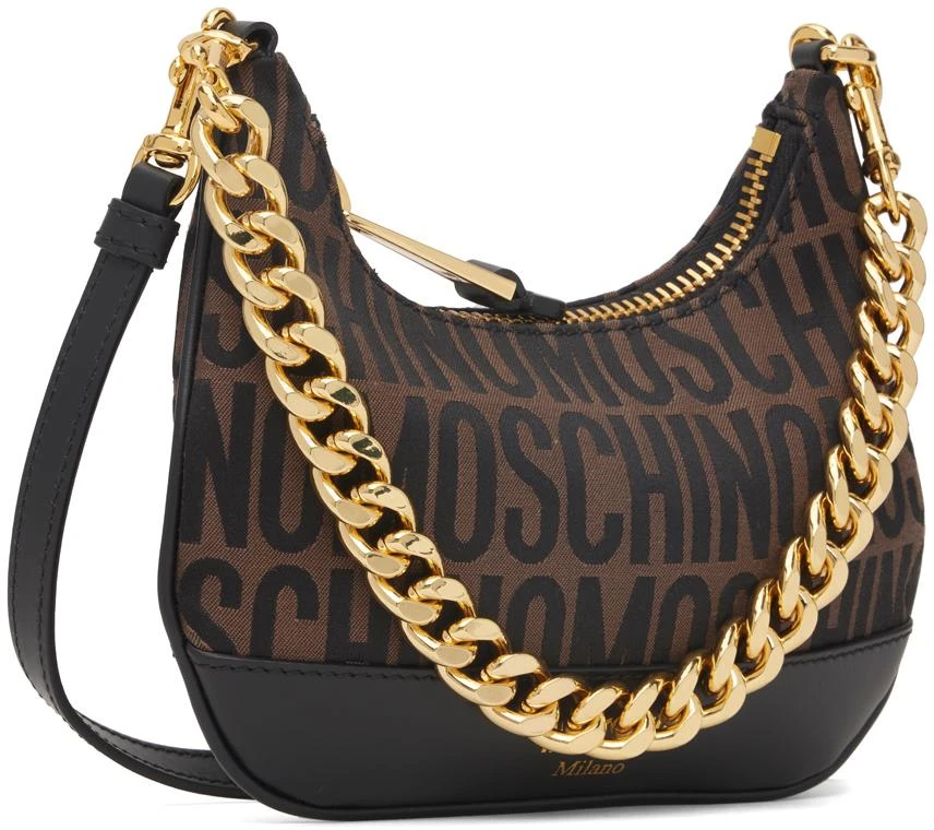 Moschino Brown & Black Jacquard Logo Bag 2