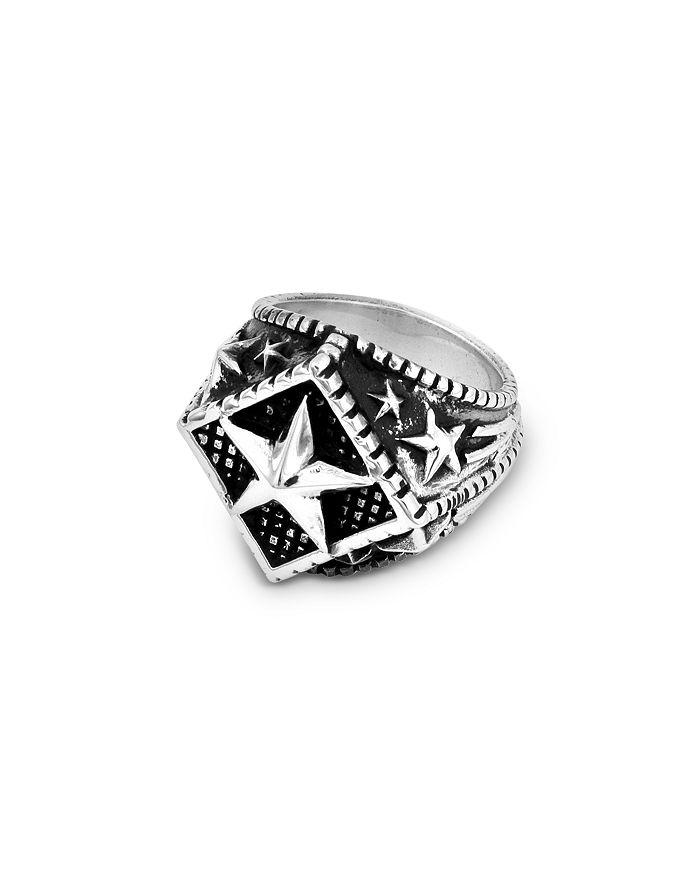 King Baby Men's Sterling Silver Men's Star Signet Ring