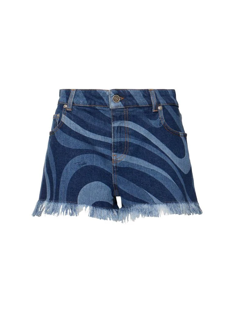PUCCI Marmo Print Stretch Denim Mini Shorts 1