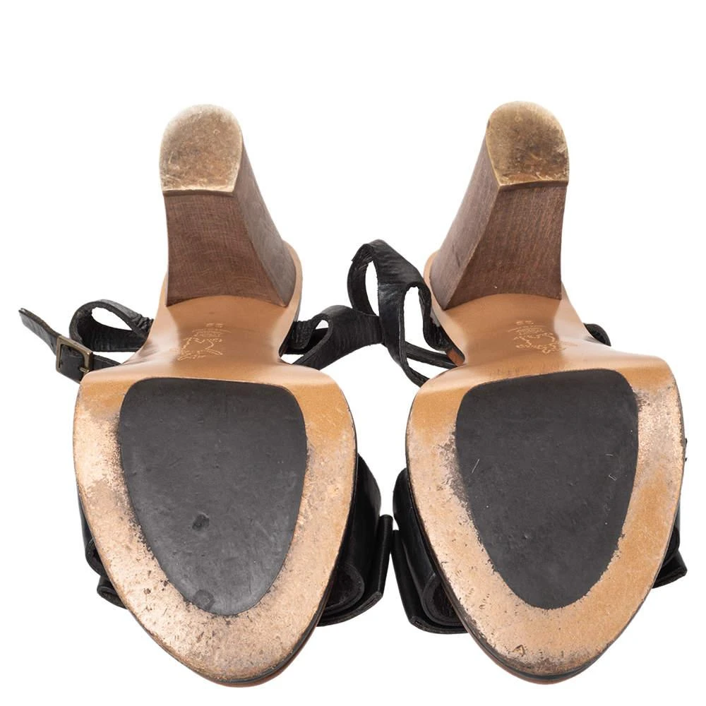 Marni Marni Black Leather Bow Detail T Strap Sandals Size 38 6
