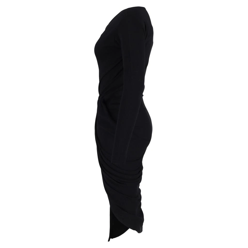 Vivienne Westwood Knee-Length Long Sleeve Draped Dress in Black Cotton 2