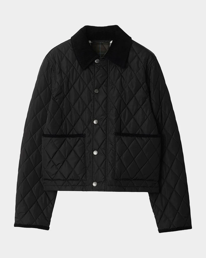 Burberry Quilted Velvet Trim Jacket 1