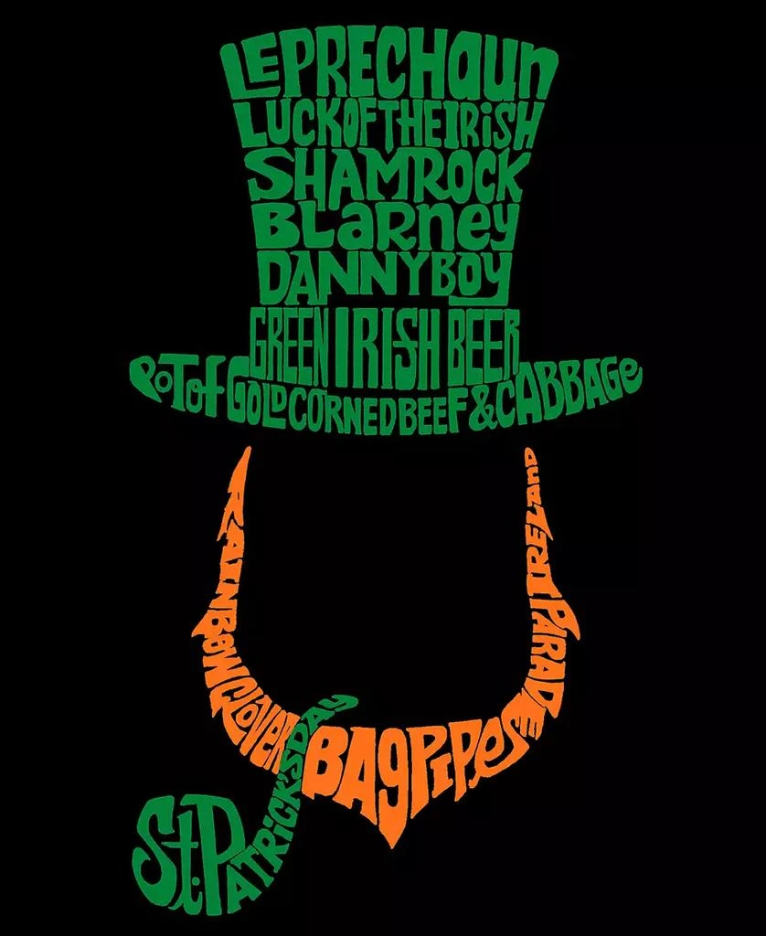 LA Pop Art Men's Leprechaun Word Art Crewneck Sweatshirt 3