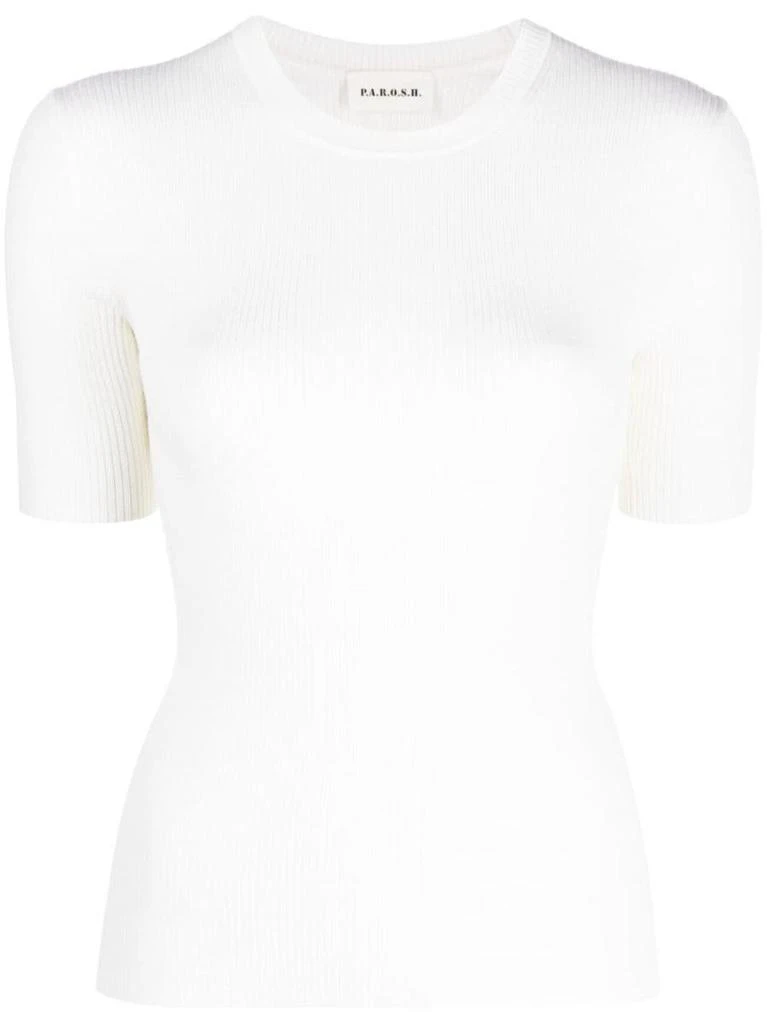P.A.R.O.S.H. P.A.R.O.S.H. Leila Ribbed-Knit Wool Top 1