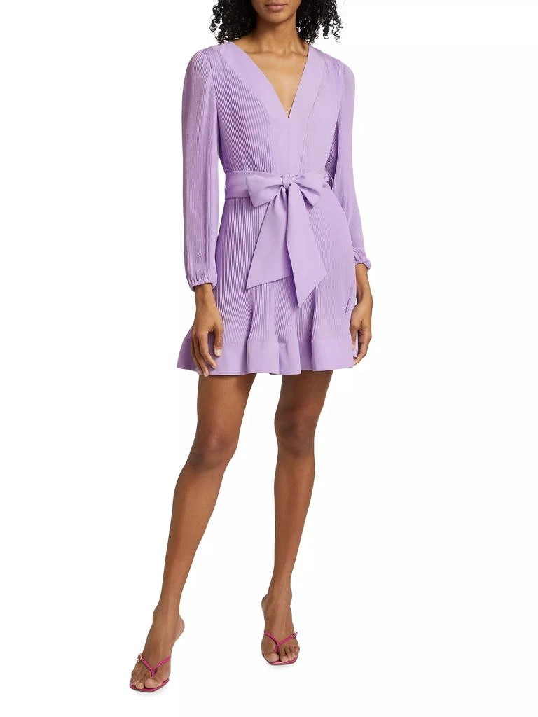 Milly Liv Pleated Tie-Waist Minidress 2