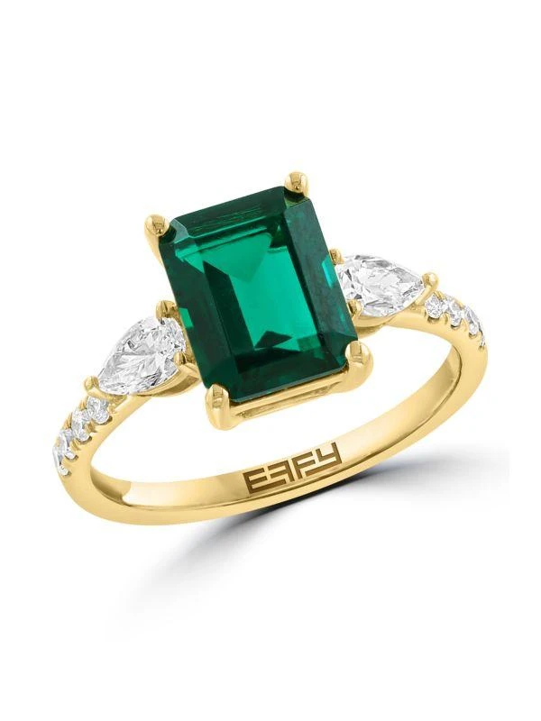 Shop 14K Yellow Gold, Lab-Grown Emerald TCW Lab-Grown