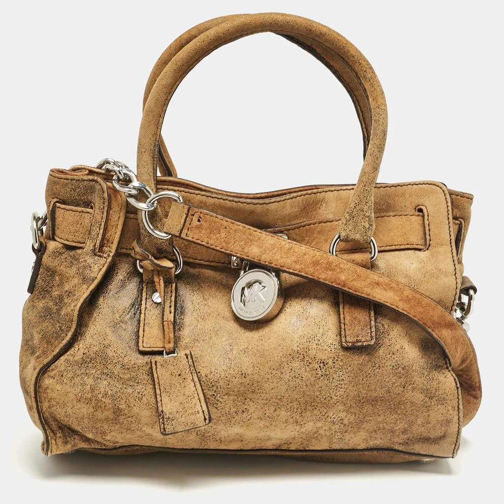 Michael Kors MICHAEL Michael Kors Tan/Black Alcantara East/West Hamilton Satchel