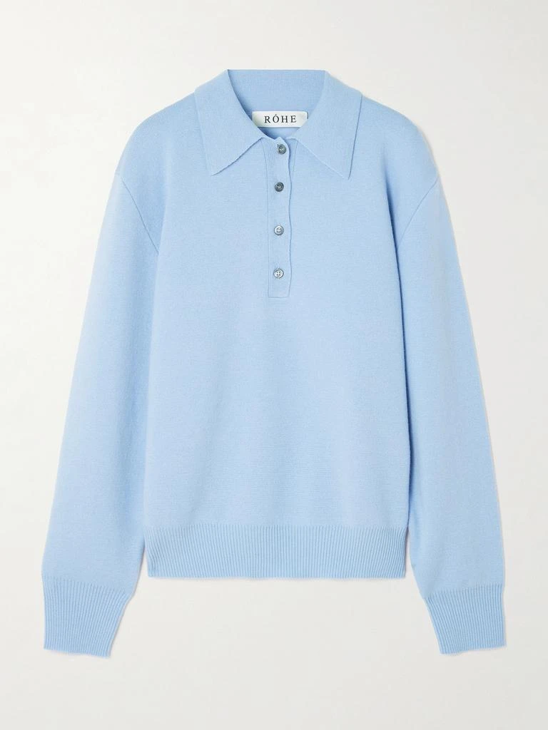 RÓHE Wool And Cashmere-blend Polo Shirt - Light blue