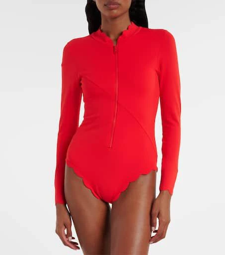 Marysia North Sea scalloped rashguard swimsuit 2