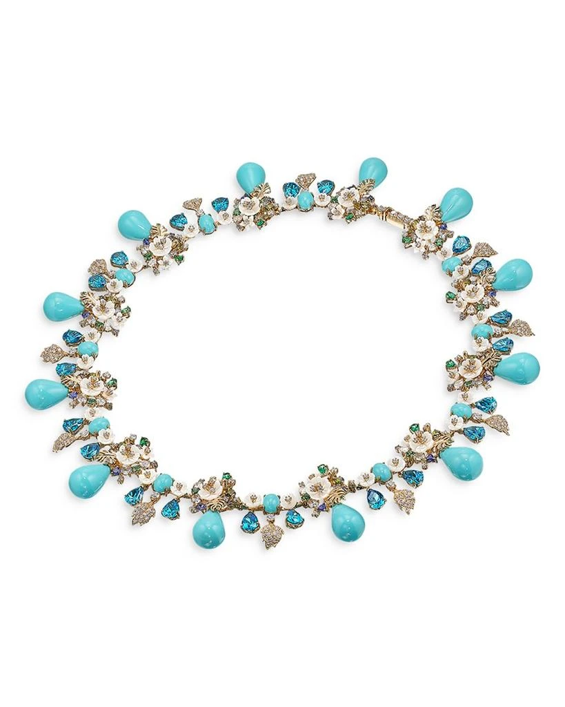 Anabela Chan 18K Yellow Gold Plated Sterling Silver Palms Collection Simulated Diamond & Gemstone Palm Paradise Necklace, 16.5" 2