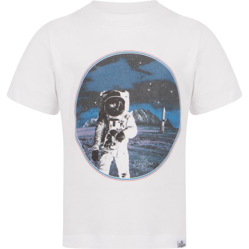 Kid Dangerous Moon landing t shirt in white