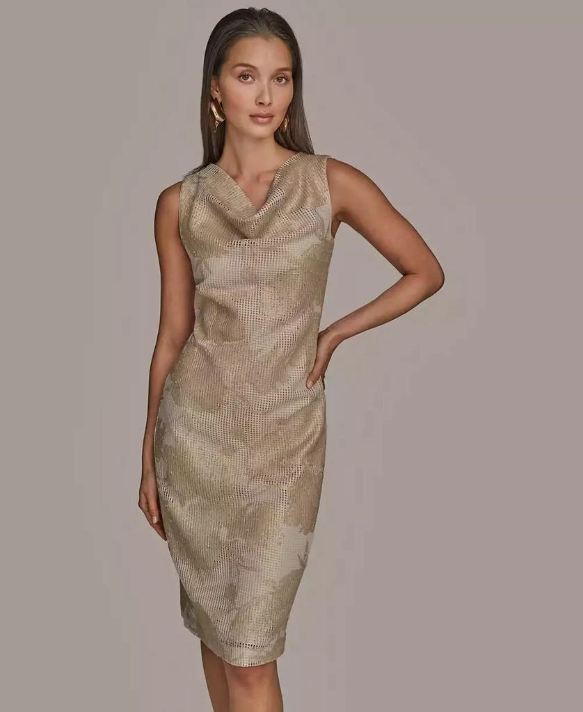 Donna Karan Women's Sequined Cowlneck Sheath Dress 3