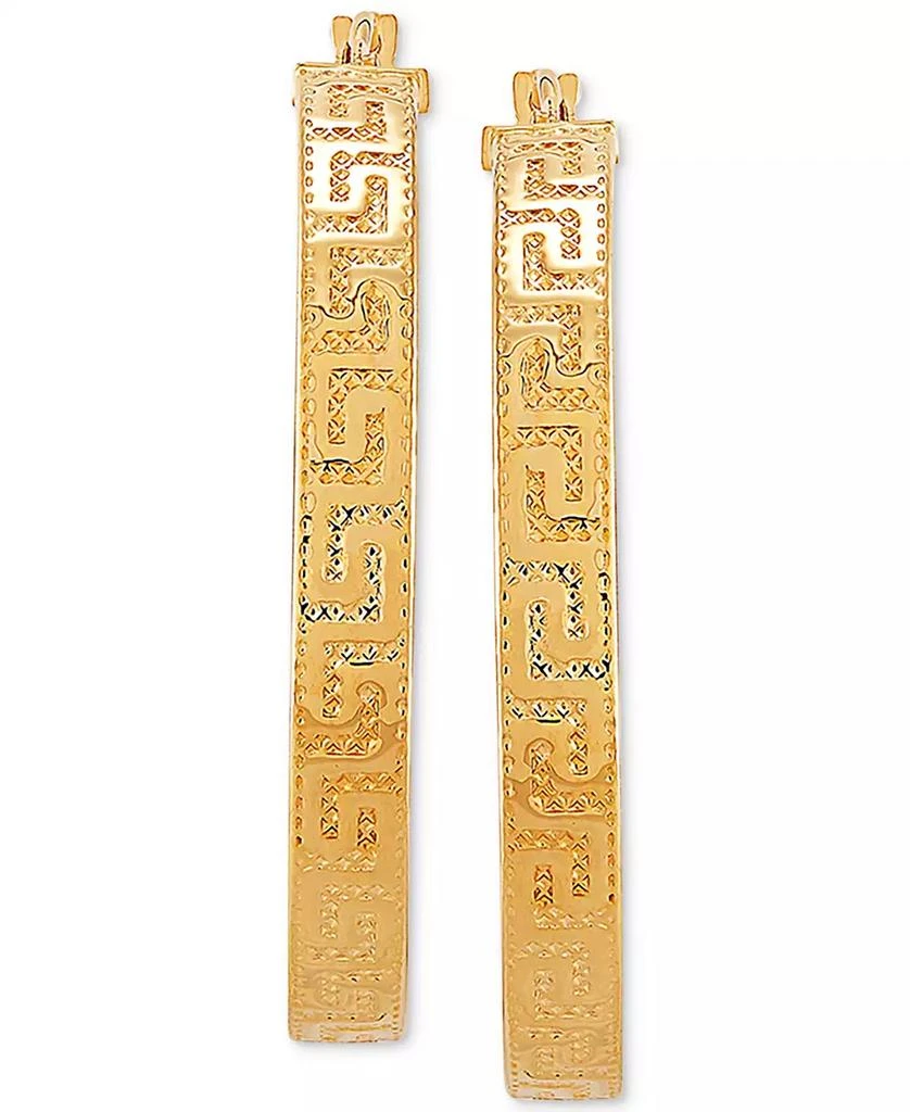 Italian Gold Medium Greek Key Hoop Earrings in 14k Gold, 30mm 3