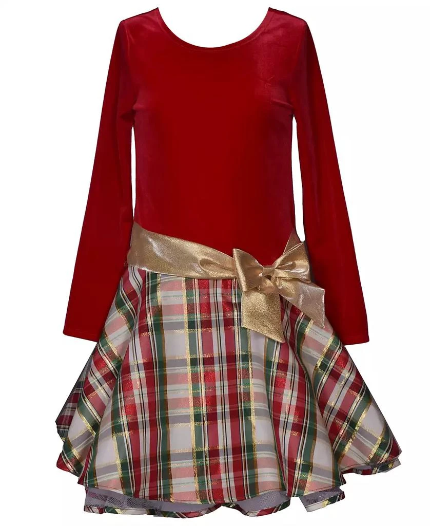 Bonnie Jean Toddler Girls Velvet Plaid Hipster Dress 1