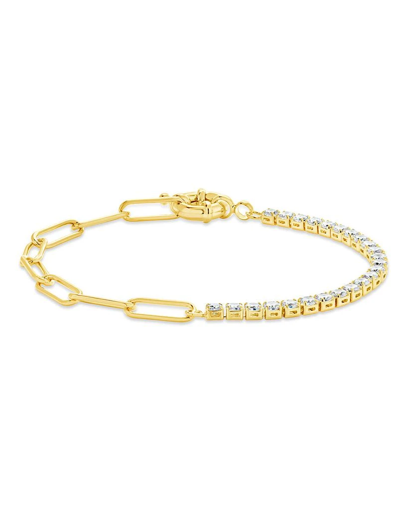 Sterling Forever CZ & Paperclip Chain Bracelet 4