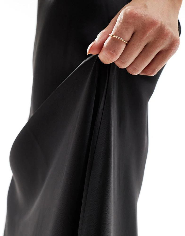 Y.A.S. YAS satin bias cut maxi skirt in black - BLACK 5