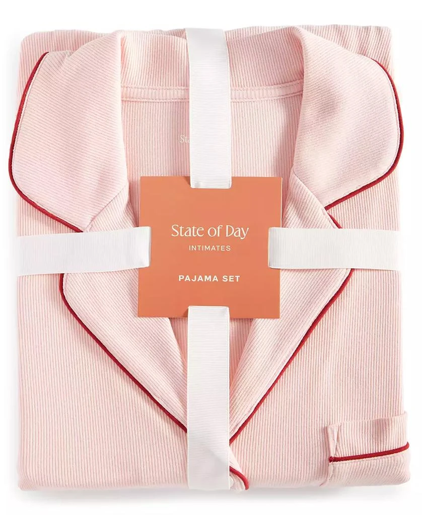 State of Day Women's 2-Pc. Packaged Ribbed Notched-Collar Pajamas Set XS-3X, Created for Macy's 3