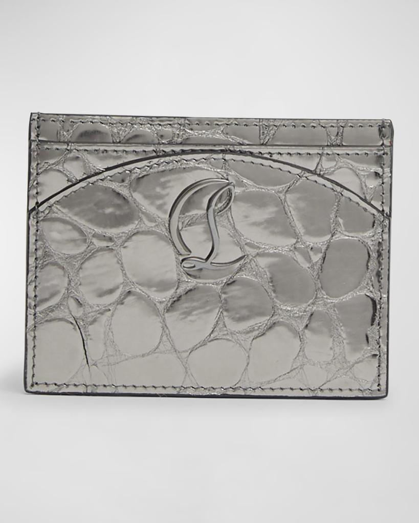 Christian Louboutin Loubi54 Card Holder in Croc-Embossed Leather