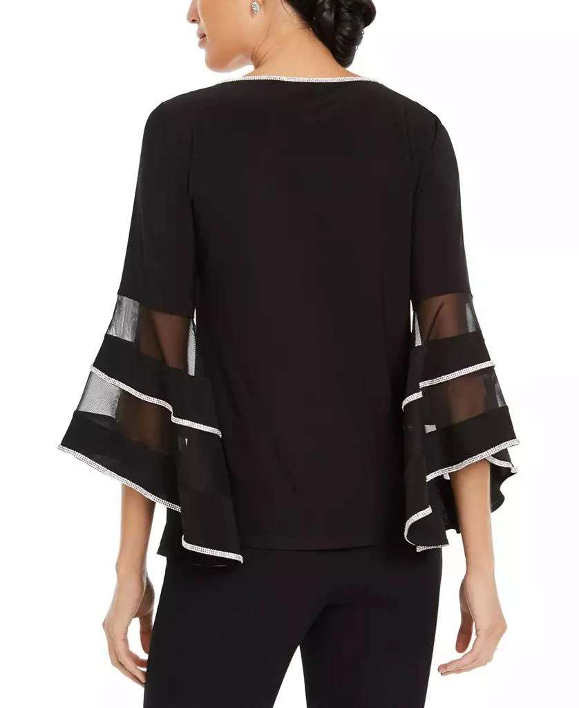 MSK Illusion Rhinestone Bell-Sleeve Top 2