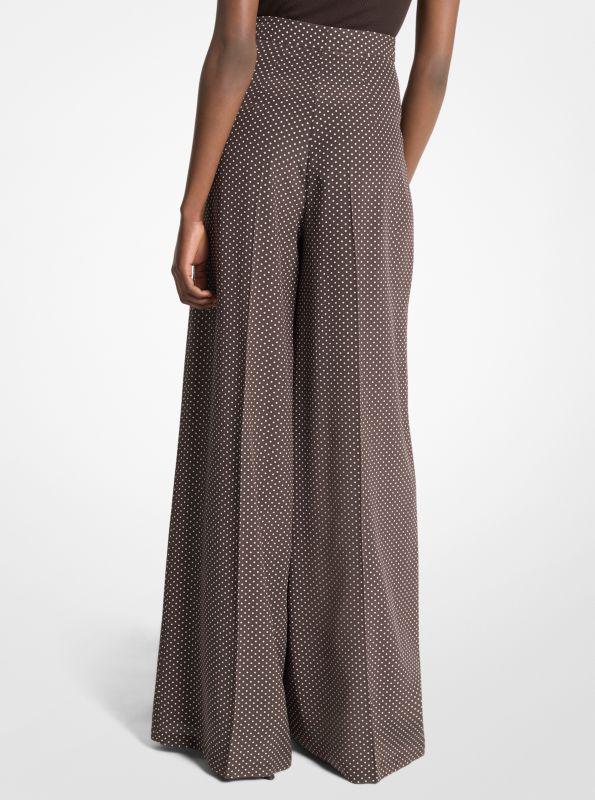 Michael Kors Polka Dot Silk Crepe de Chine Wide-Leg Pants