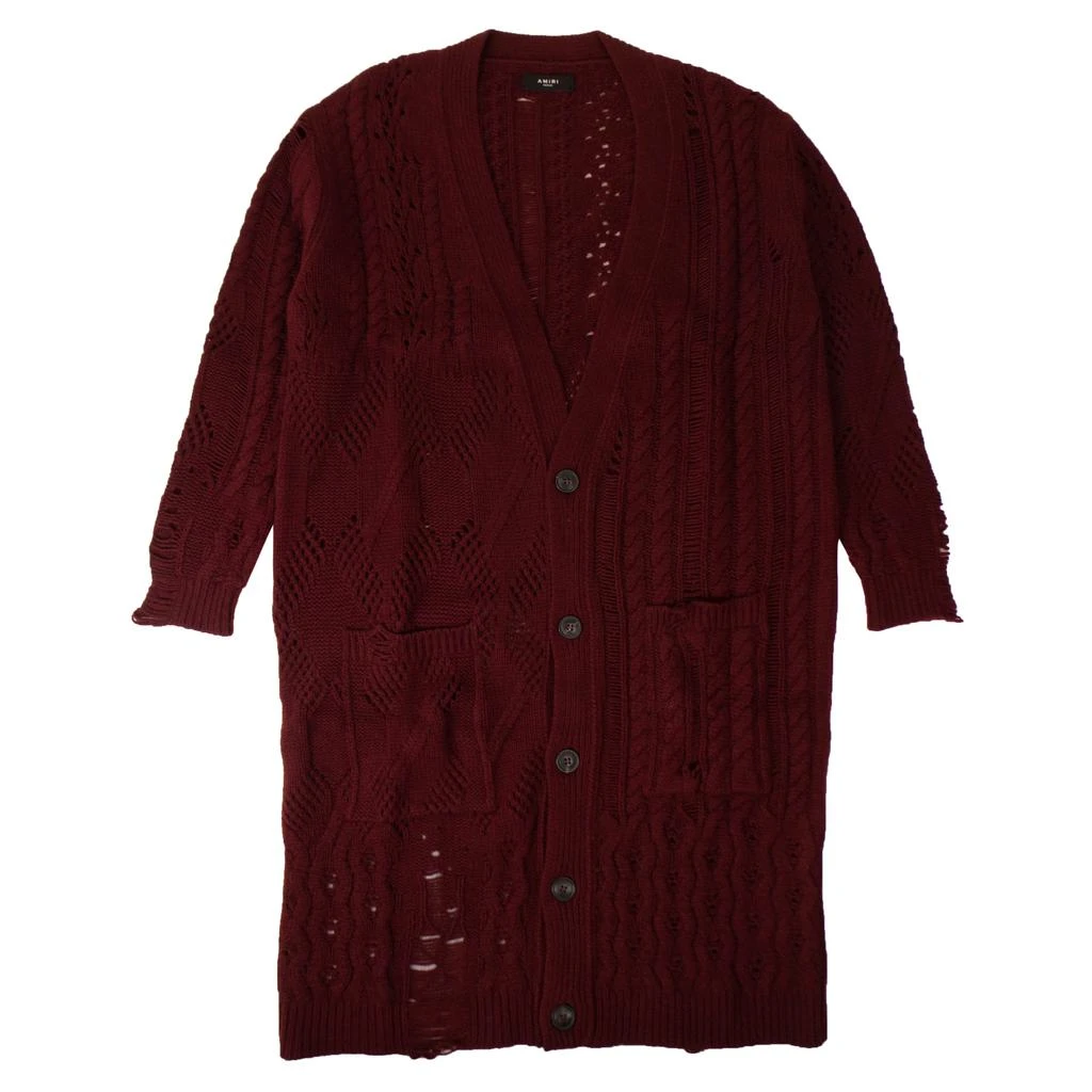 AMIRI Men's Burgundy Oversized Multipoint Cardigan Sweater 1